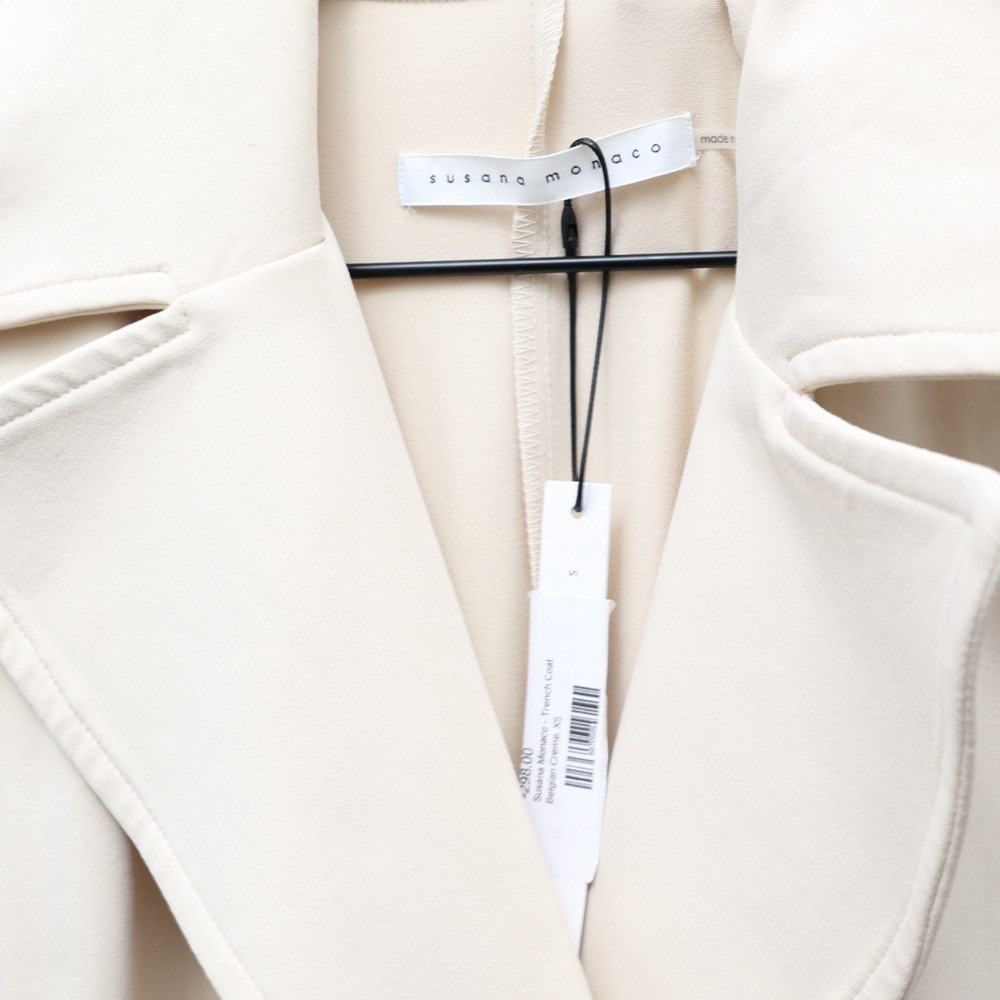 Susana Monaco Cream Double-Breasted Trench Coat - Picture 4 of 4